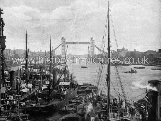 The Tower Bridge and River Thames, London. c.1890's